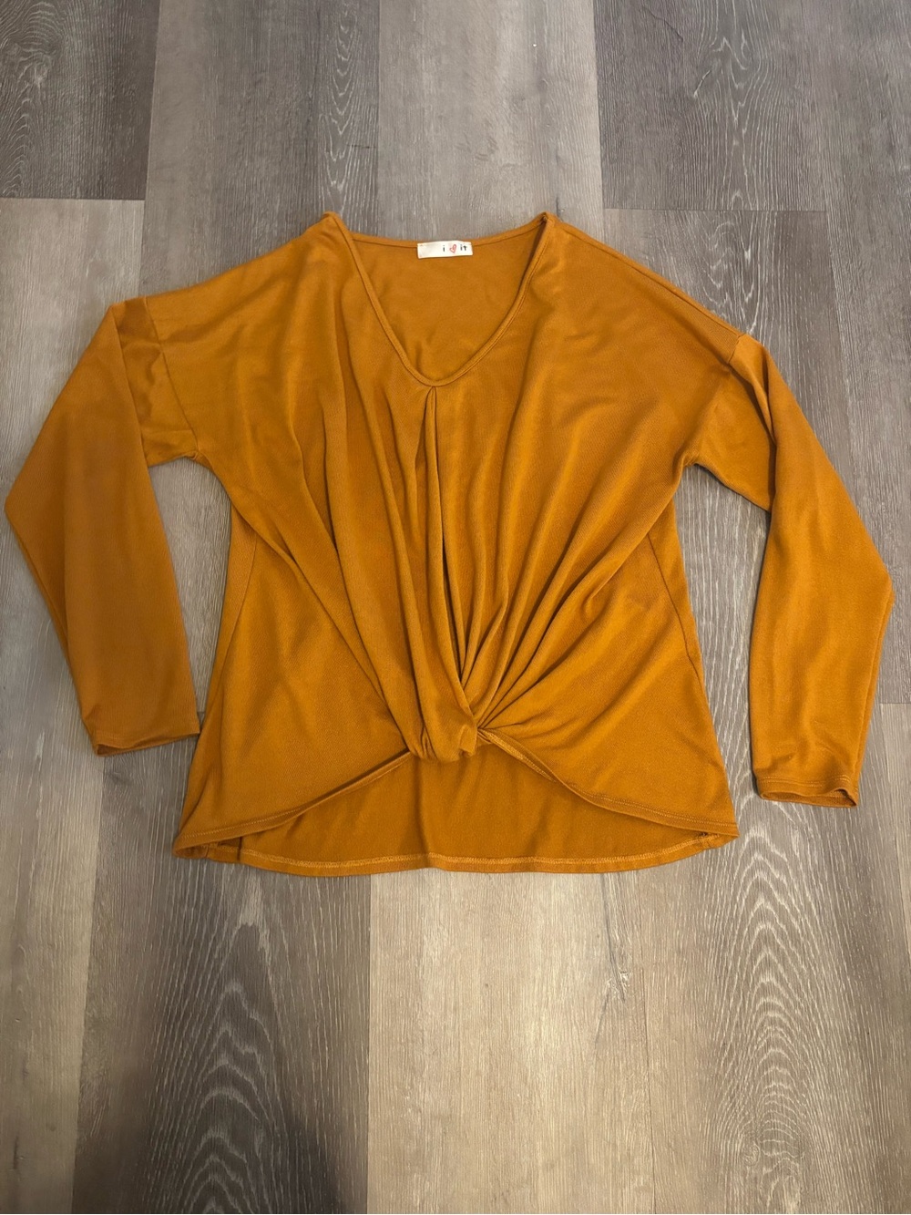Women’s Twist-Front V-Neck Top - Mustard